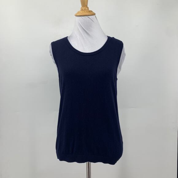Talbots Tank Top Womes M Medium Navy Blue Cashmere Blend Sleeveless Knitted - Picture 2 of 12